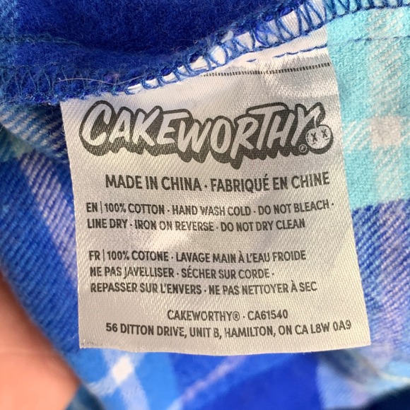 Cakeworthy ET Flannel Shirt Men Extra Large Blue Plaid PHONE HOME - Picture 3 of 8